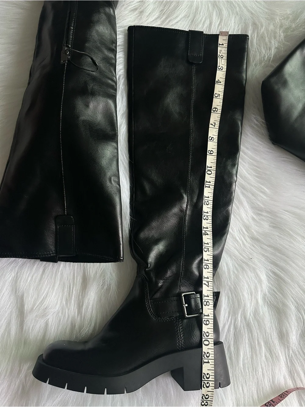 Zara Black Over-the-Knee Leather Boots
